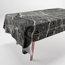 USA, Sacramento City Map - Aesthetic - Black and White Tablecloth