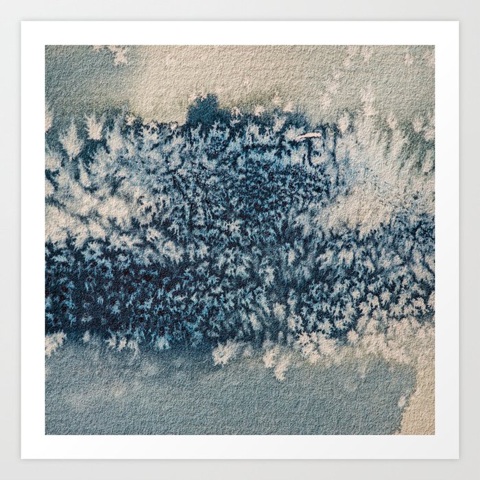 Abstract Painting, Blue and off white art, textured background Art Print