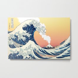 Great Wave Eruption Metal Print | Graphicdesign, Curated, Hokusai, Volcano, Greatwave, Popculture, Eruption, Vintage, Mountfuji, Japanese 