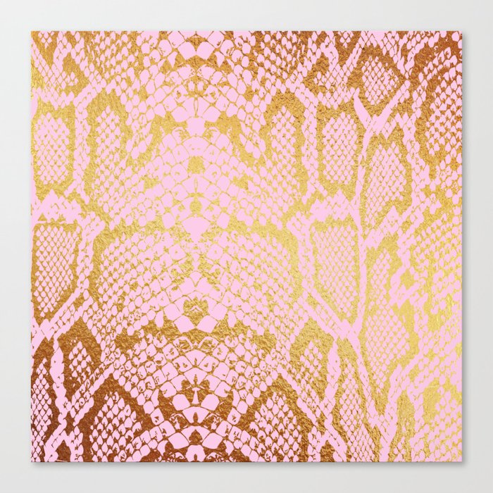 Pink and Gold Snakeskin Print Canvas Print