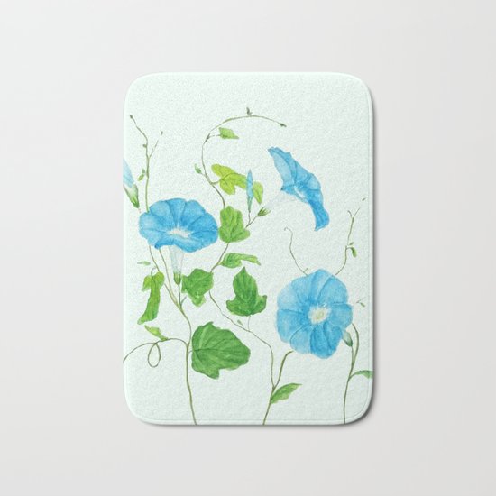 blue morning glory Bath Mat