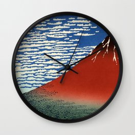 Hokusai (1760–1849) "Fuji, Mountains in clear Weather (South Wind, Clear Sky)(Red Fuji)" Wall Clock