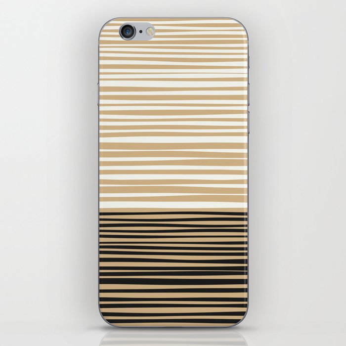 Natural Stripes Modern Minimalist Colour Block Pattern Black Oat Beige Cream iPhone Skin