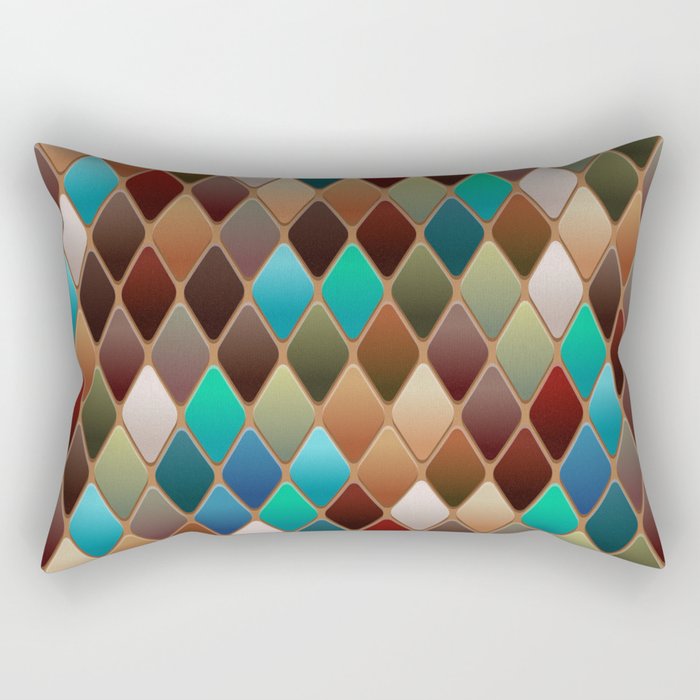 Vivid Mosaic Tile Pattern Rectangular Pillow