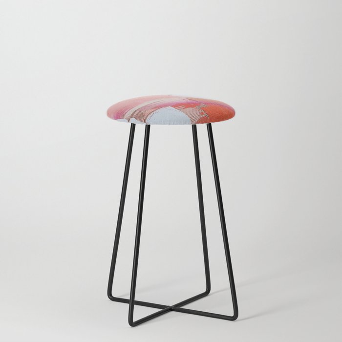 Moving Mountains: a minimal, abstract piece in reds and gold by Alyssa Hamilton Art Counter Stool