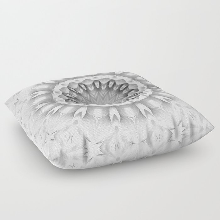 Decorative monochromatic silver Dahlia Floor Pillow