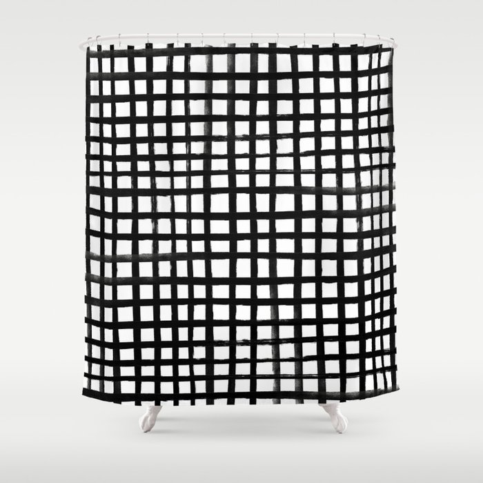 Hand-painted Grid Shower Curtain