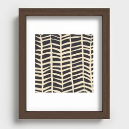 Contrasting Branches Doodle in Black and Cream Recessed Framed Print