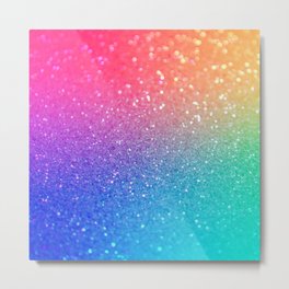 Glitter Rainbow Mermaid Sparkle Ombre Metal Print