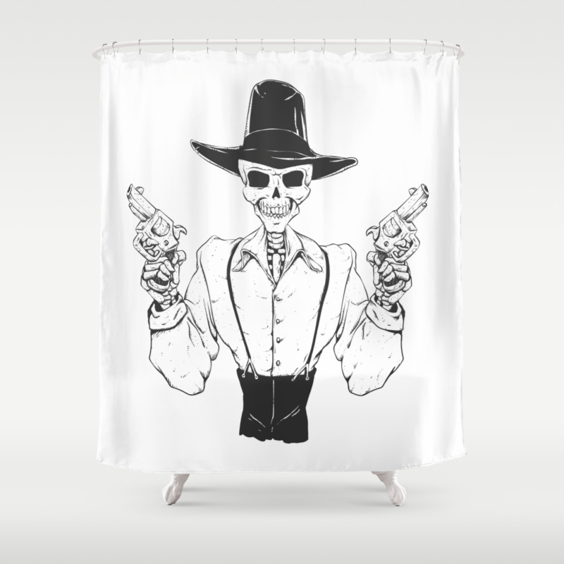 Gangster Skull Grim Reaper Cartoon Black And White Shower Curtain By Marios Society6