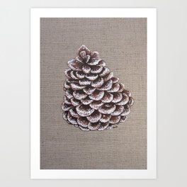 snowy  pinecone Art Print