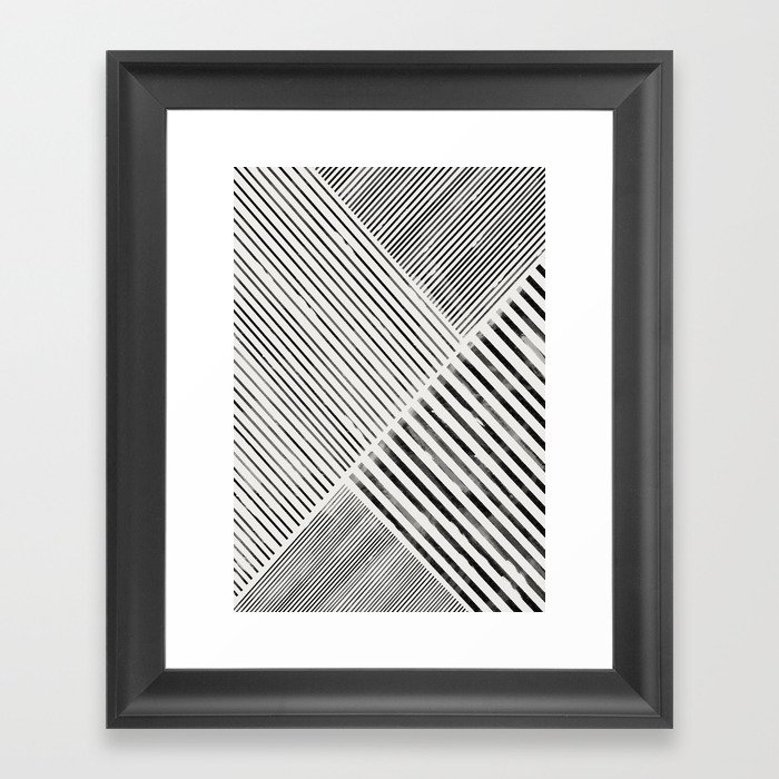 Black and White Stripes, Abstract Framed Art Print