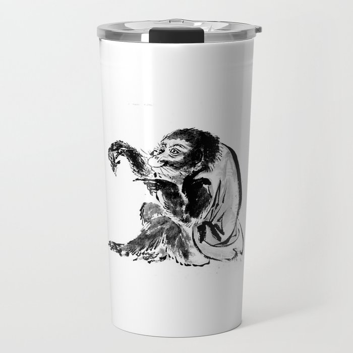 Hokusai, Monkey and bee Travel Mug