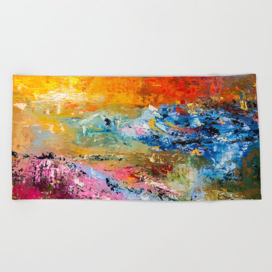 LAVENDER MEADOWS AT SUNSET Beach Towel