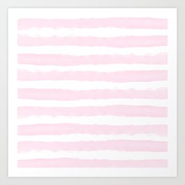 Pink handpainted stripes on clear white Art Print