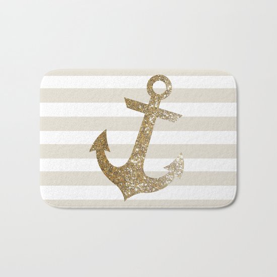 GLITTER ANCHOR IN GOLD Bath Mat