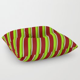 [ Thumbnail: Maroon, Chartreuse, Green & Powder Blue Colored Striped/Lined Pattern Floor Pillow ]