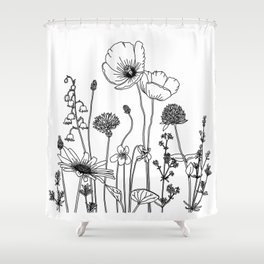 Wildflowers with Poppies Shower Curtain