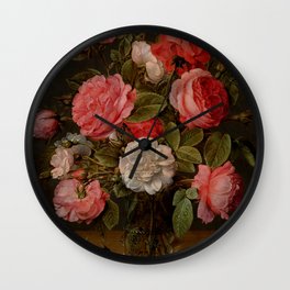 Jacob van Hulsdonck "Roses in a Glass Vase" Wall Clock
