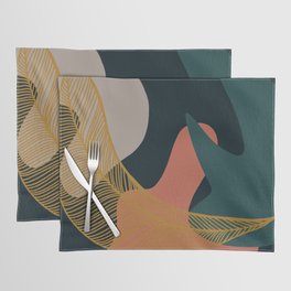 Abstract Golden Leaf 3 with Dark Background Placemat