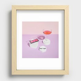 Pastel pink drink and make-up palette Recessed Framed Print
