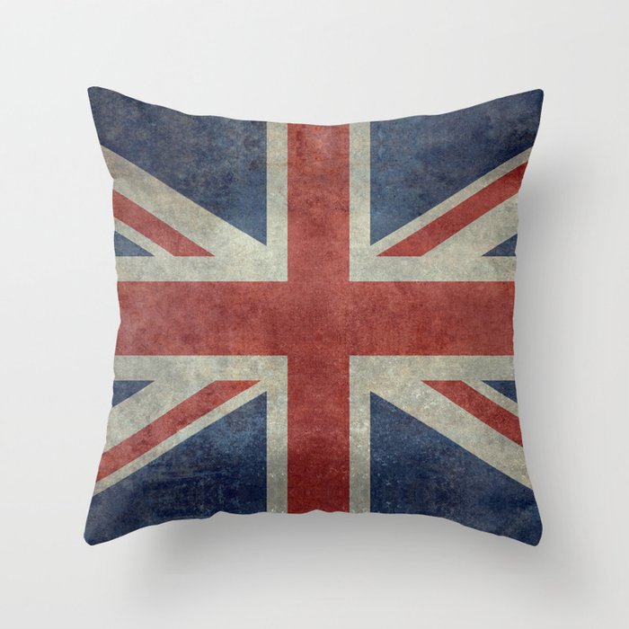 UK Flag in Dark grungy Throw Pillow