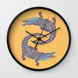 Crocodiles (Camel and Blue Palette) Wall Clock