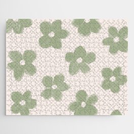 Sage Green Flowers Jigsaw Puzzle