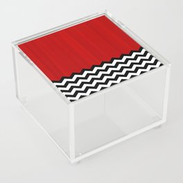 Red Black White Chevron Room w/ Curtains Acrylic Box