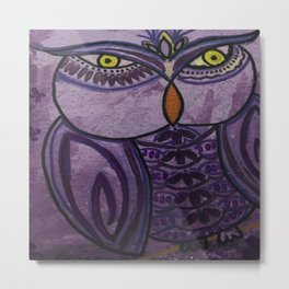 Owl Metal Print | Boho, Mandalstyle, Minimal, Purple, Birds, Style, Illustration, Painting, Eyes, Thoughtful 