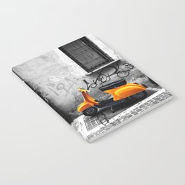 Orange Vespa in Bologna Black and White Photography Notebook