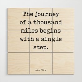 The journey of a thousand miles - Lao Tzu Quote - Literature - Typewriter Print Wood Wall Art