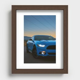 Blue Mustang Headlight at Sunset Recessed Framed Print