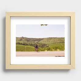 Cycling in the hills Recessed Framed Print
