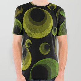 Green & Olive Abstract Circles All Over Graphic Tee