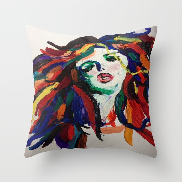 colorful  woman Throw Pillow