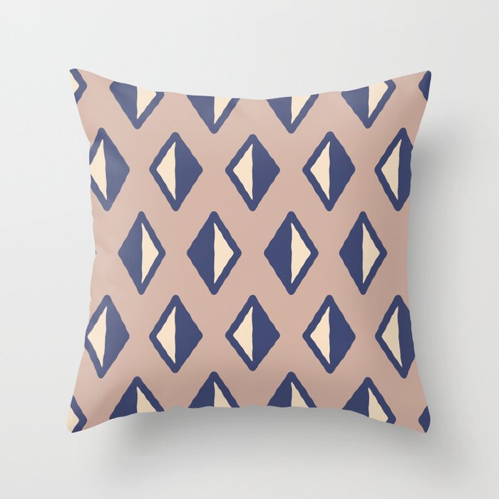 Diamond Pattern Beige and Blue Throw Pillow
