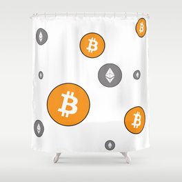 Ethereum and Bitcoin Pattern Shower Curtain