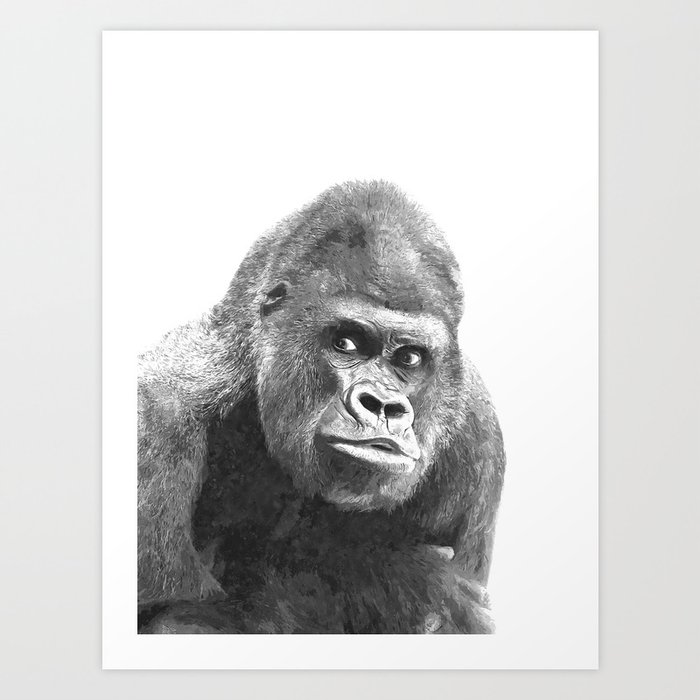 Black and White Gorilla Art Print