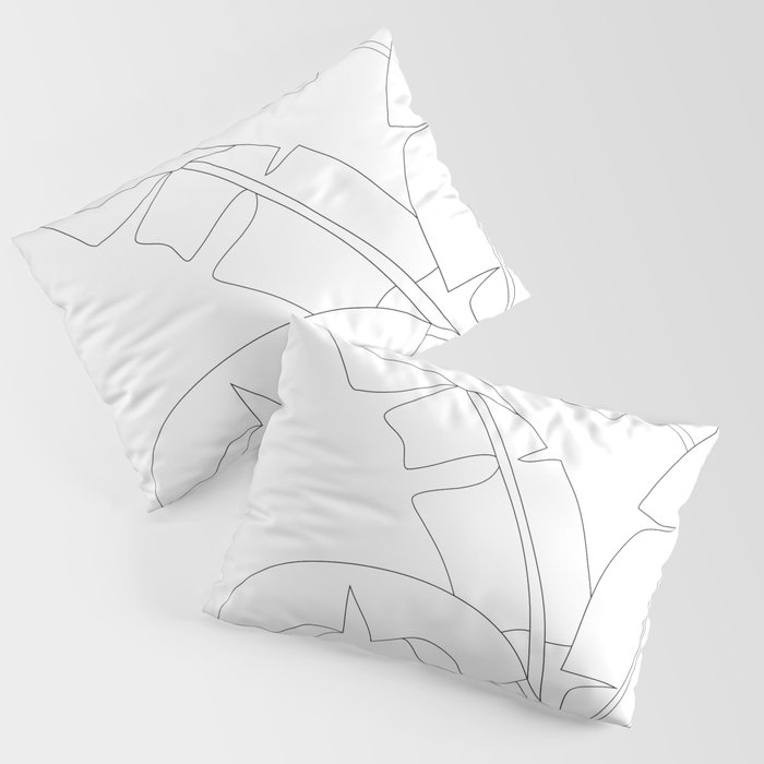 Minimal Line Art Banana Leaves Pillow Sham