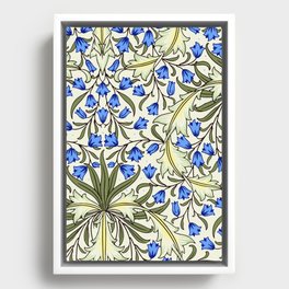  Modern William Morris Blue Floral Leaves Pattern  Framed Canvas