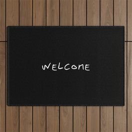 Welcome 1 black and white Outdoor Rug