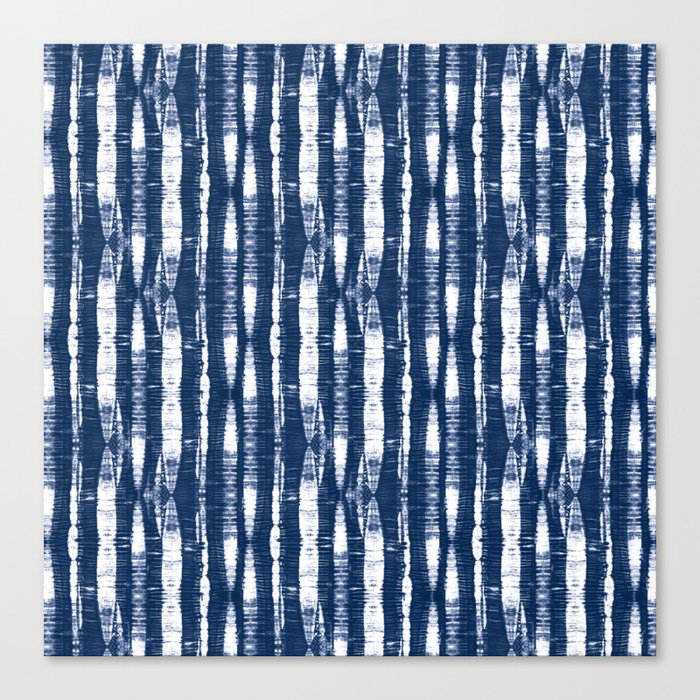Shibori Stripes Indigo Blue Canvas Print