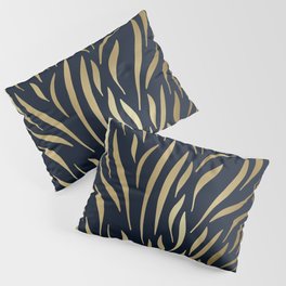 Navy and Gold Abstract Leaves Pillow Sham
