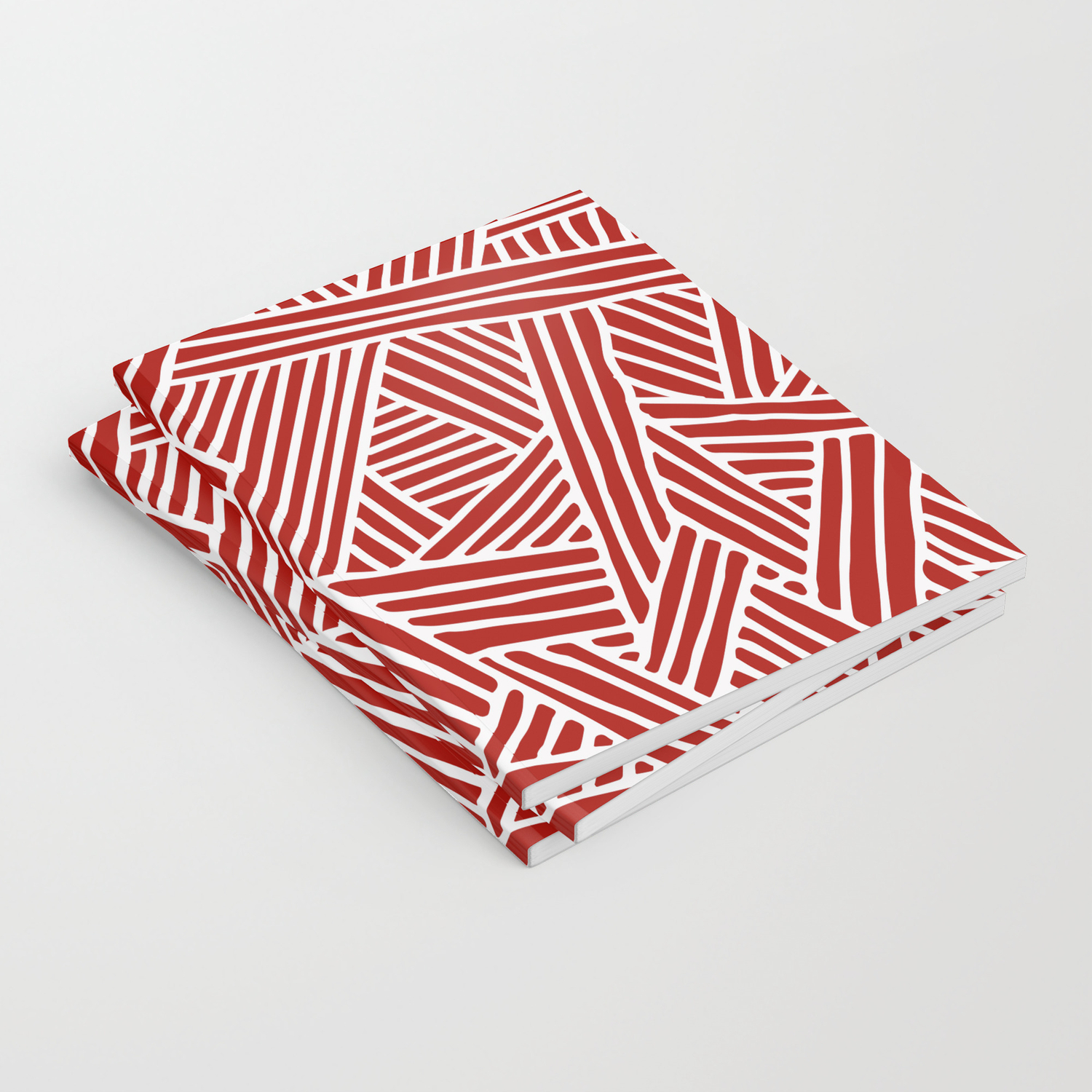 Abstract Navy Red White Lines And Triangles Pattern Notebook By