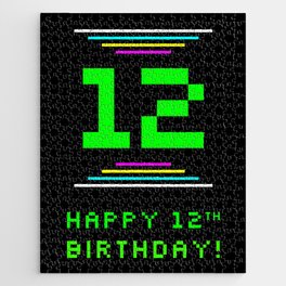 [ Thumbnail: 12th Birthday - Nerdy Geeky Pixelated 8-Bit Computing Graphics Inspired Look Jigsaw Puzzle ]