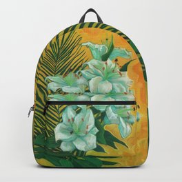 White Lilies and Palm Leaf Backpack