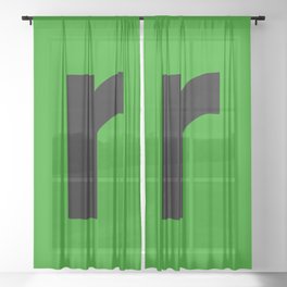 letter R (Black & Green) Sheer Curtain