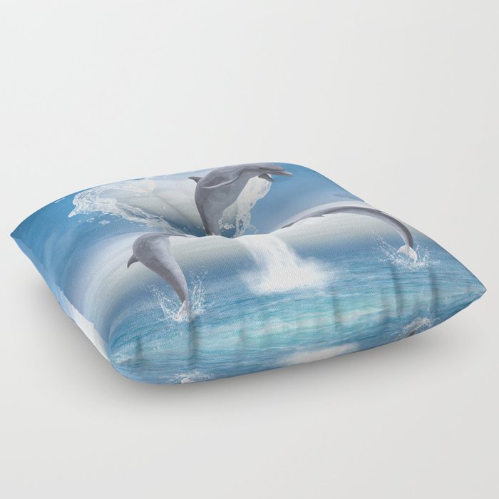 The Heart Of The Dolphins Floor Pillow