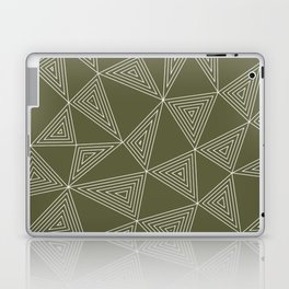 Triangles within Triangle: White Triangles and Khaki Background Laptop Skin